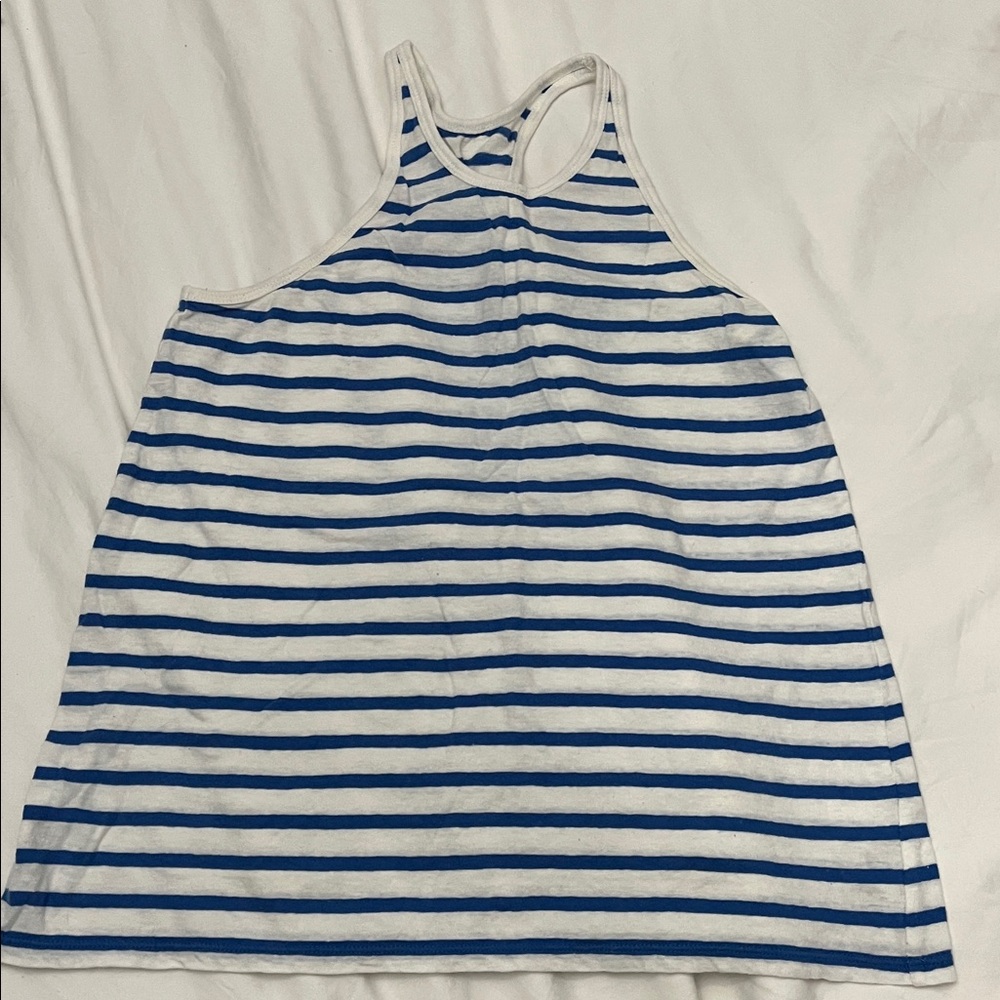 T by Alexander Wang Blue and White Striped Tank